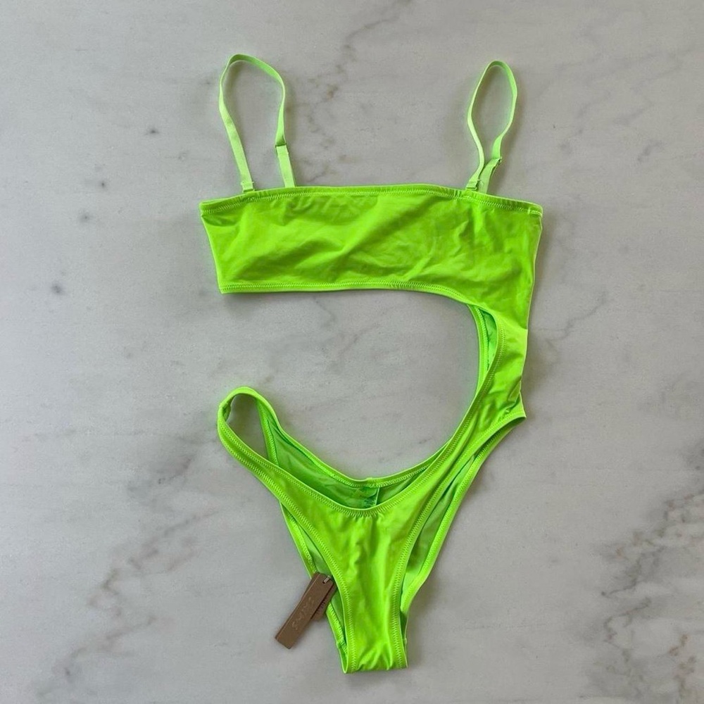 SKIMS Neon Green Strapless Monokini Swimwear Nwt